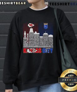 Alt Text: Cozy Kansas City Chiefs and Royals sweatshirt featuring the top skyline design, perfect for sports fans.
