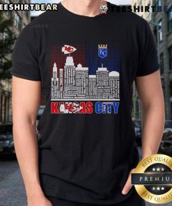Top Skyline Kansas City Chiefs and Royals T-Shirt featuring bold team logos and vibrant city skyline design.