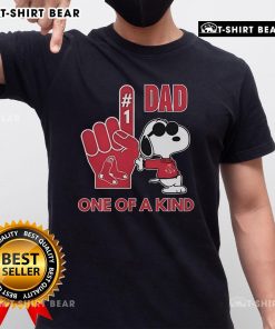 Alt Text: Top Snoopy Boston Red Sox Dad One Of A Kind T-Shirt featuring a playful Snoopy graphic for baseball fans.