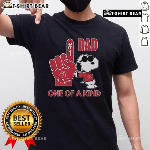 Alt Text: Top Snoopy Boston Red Sox Dad One Of A Kind T-Shirt featuring a playful Snoopy graphic for baseball fans.
