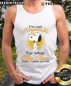 Top Snoopy tank top with 'I'm Not Responsible For What My Face Does When You Talk' graphic, perfect for casual wear.
