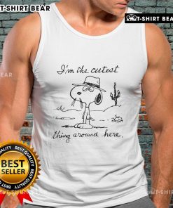 Adorable Snoopy tank top saying 'I'm the cutest thing around here' perfect for casual summer outfits.