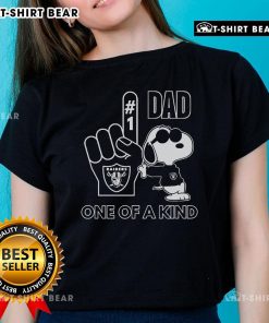 Top Snoopy Las Vegas Raiders 1 DAD one-of-a-kind ladies tee featuring a unique design for fans and fashion lovers.