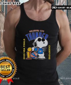 Top Snoopy Oklahoma City Thunder 2025 NBA Finals Champions tank top featuring vibrant team colors and playful Snoopy design.
