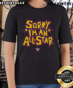 2025 NBA Ladies Tee featuring 'Top Sorry I'm an All-Star' graphic, perfect for basketball fans and stylish sportswear.