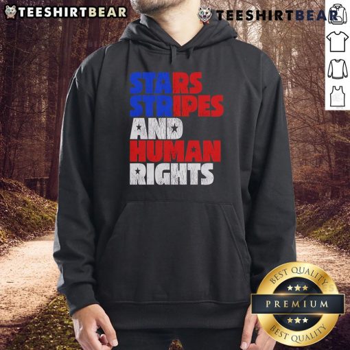 Top Starts Stripes Human Rights 4th of July hoodie featuring patriotic design for Independence Day celebrations.
