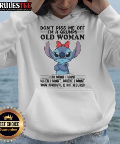 Grumpy Old Woman hoodie featuring 'Don't Piss Me Off' top-stitch design, perfect for humor and comfort.