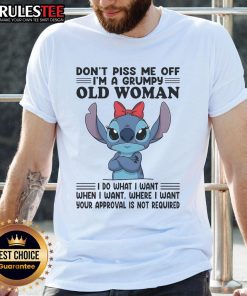 Grumpy Old Woman T-Shirt with 'Don't Piss Me Off' graphic, perfect for humorous gifts and expressing personality.