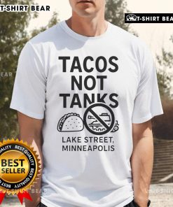 Top Tacos Not Tanks Lake Street Minneapolis T-Shirt featuring a vibrant design celebrating local cuisine and community spirit.