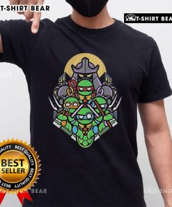 Chibi-style Top Teenage Mutant Ninja Turtles Go Ninja T-Shirt featuring iconic characters in vibrant colors.