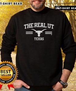 Alt Text: Top Texas Longhorns The Real UT Sweatshirt in burnt orange, showcasing the iconic Longhorn logo for fans.