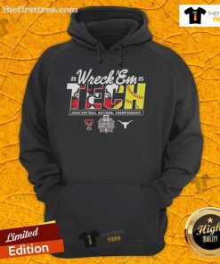 Texas Tech vs Texas Longhorns Wreck Em NCAA Softball Championship 2025 hoodie featuring team colors and logo.