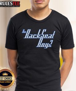 Top The Backseat Boyz Letter T-Shirt featuring bold graphic letters and a trendy design for casual wear.