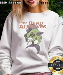 Alt Text: Top-The-Dead-Alewives Ringer Sweatshirt featuring a vintage design, perfect for fans and casual wear.