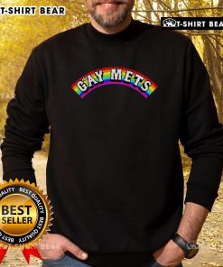 Top The Gay Mets Rainbow Pride Month Sweatshirt featuring vibrant rainbow colors and a stylish design for pride celebration.