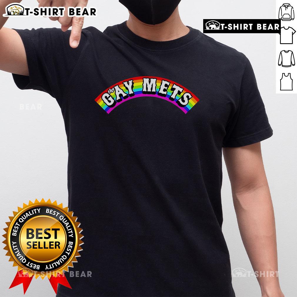 Top The Gay Mets Rainbow Pride Month T Shirt Top The Gay Mets Rainbow Pride Month T-Shirt featuring vibrant colors and a fun design celebrating LGBTQ+ pride.