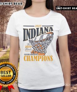 Alt Text: Top Indiana Pacers 2025 Eastern Conference Champs ladies tee showcasing team pride and style for female fans.
