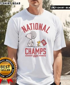 Ohio State Buckeyes 2024 Football National Champs T-Shirt featuring Peanuts design, perfect for fans celebrating the victory.