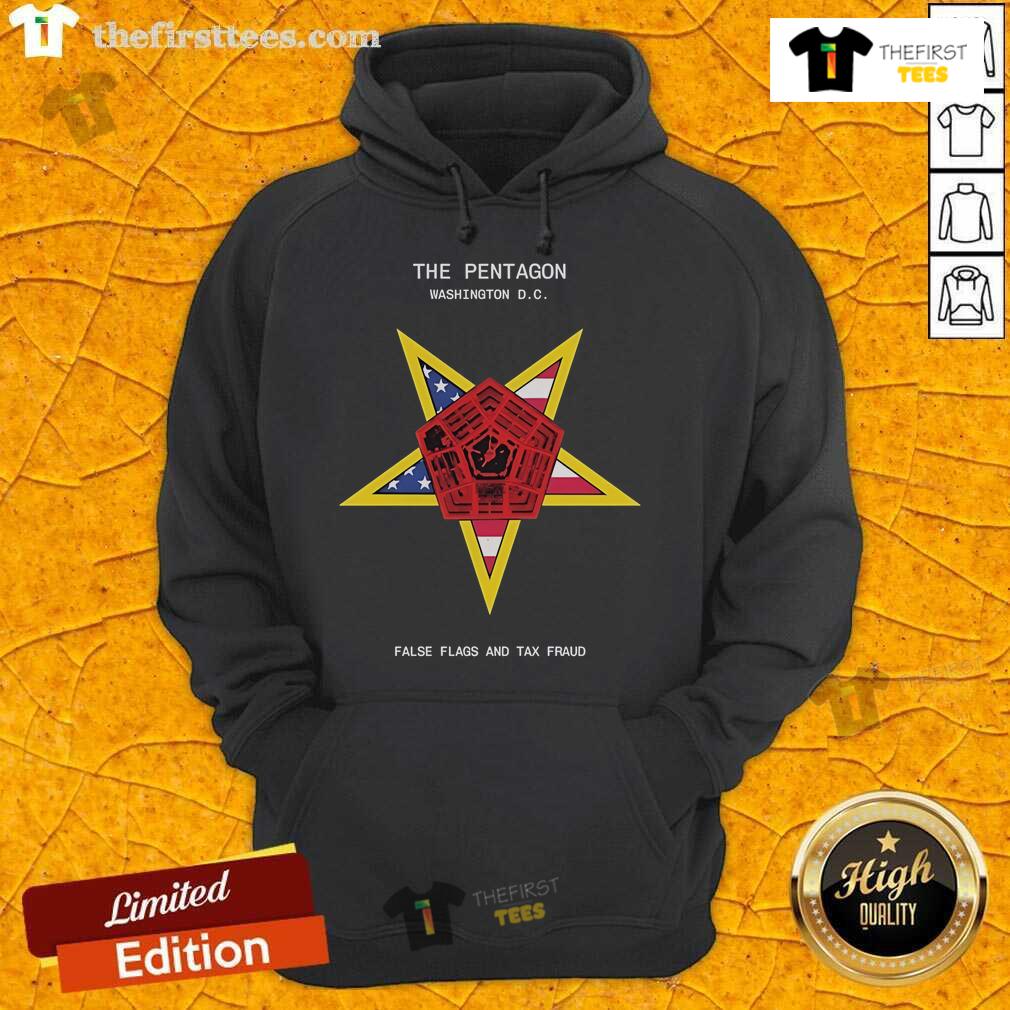 Top The Pentagon Washington Dc False Flags And Tax Fraud Hoodie Top view of The Pentagon hoodie featuring 'False Flags and Tax Fraud' design, perfect for unique streetwear in Washington, DC.