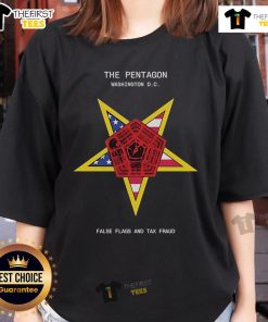 Top the Pentagon Washington DC tee featuring false flags and tax fraud theme for ladies, perfect for statement fashion.