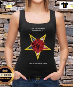 Top-The-Pentagon Washington DC tank top featuring bold graphics on false flags and tax fraud themes.