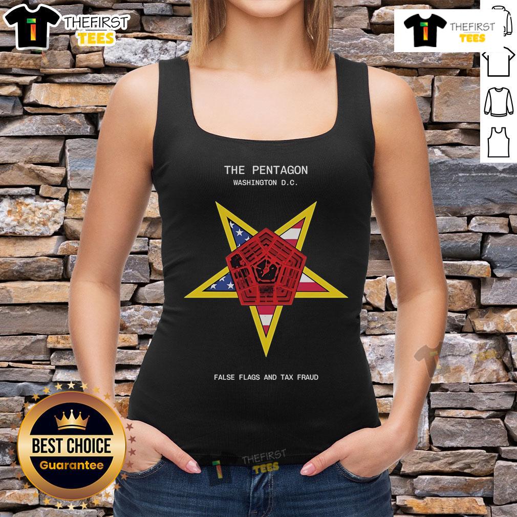Top The Pentagon Washington Dc False Flags And Tax Fraud Tank Top Top-The-Pentagon Washington DC tank top featuring bold graphics on false flags and tax fraud themes.