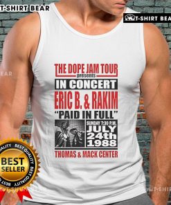 Top Thomas and Mack Center Dope Jam Tour tank top featuring vibrant graphics and stylish design for music enthusiasts.
