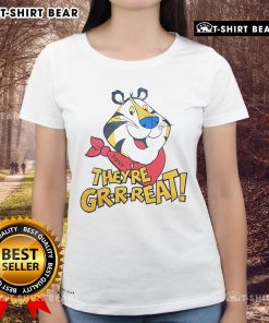 Alt Text: Top Tiger Tony They're Great Ladies Tee featuring a vibrant tiger graphic, perfect for casual wear.