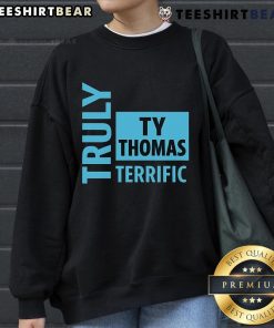 Alt Text: Cozy TY Thomas Text Sweatshirt in vibrant colors, perfect for casual wear and staying stylish all season long.
