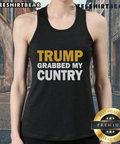 Alt Text: Top Trump Grabbed My Country tank top featuring bold graphic design, perfect for political statement and fashion.