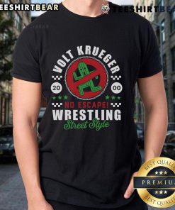 Alt Text: Top Volt Krueger No Escape Wrestling Street Style 2000 T-Shirt featuring bold graphics and vintage design.
