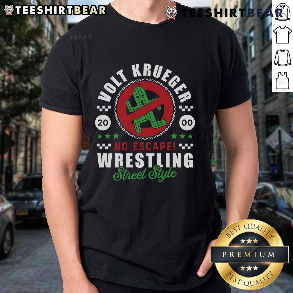 Top Volt Krueger No Escape Wrestling Street Style 2000 T Shirt Alt Text: Top Volt Krueger No Escape Wrestling Street Style 2000 T-Shirt featuring bold graphics and vintage design.