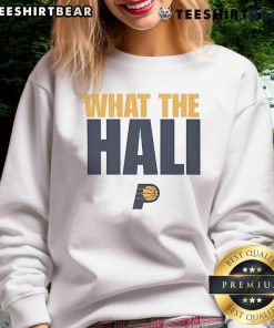 Top What The Hali Indiana Pacers sweatshirt featuring vibrant team colors and stylish design for fans.
