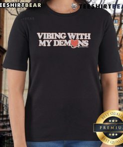 Top XPLR Vibing With My Demons Ladies Tee featuring a stylish design for trendy women who embrace their inner vibe.