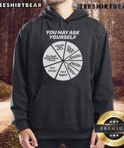 Trendy hoodie featuring a colorful pie chart design, perfect for casual wear and expressing your unique style. Top You May Ask Yourself.