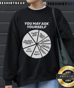 Cozy sweatshirt featuring a colorful pie chart design with the text 'Top You May Ask Yourself,' perfect for casual wear.