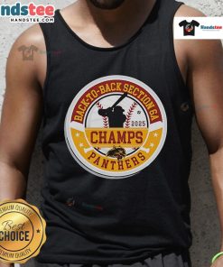 Official Panther Baseball 2025 Section Champions tank top celebrating back-to-back Section 6A victories.