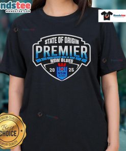 Alt Text: Official New South Wales Blues Back to Back 2025 Primers Ladies Tee featuring team colors and logo design.