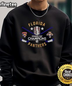 Official Florida Panthers 2025 Stanley Cup Champions off-shoulder sweatshirt, showcasing team pride and stylish design.