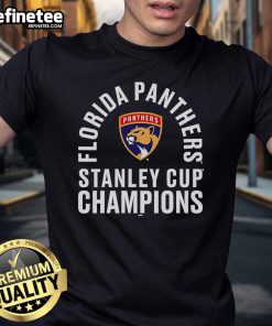 Official Florida Panthers '25 Stanley Cup Champions Class T-Shirt featuring team logo and championship details.