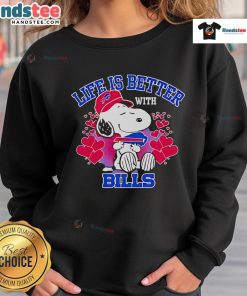 Cute Snoopy Life Is Better With Bills sweatshirt featuring Snoopy and a playful design, perfect for casual style.