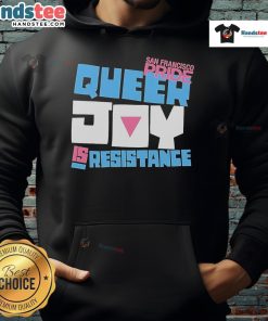 Official SF Pride Queer Joy Is Resistance Tour 2025 Hoodie featuring vibrant colors and inclusive design for pride celebrations.