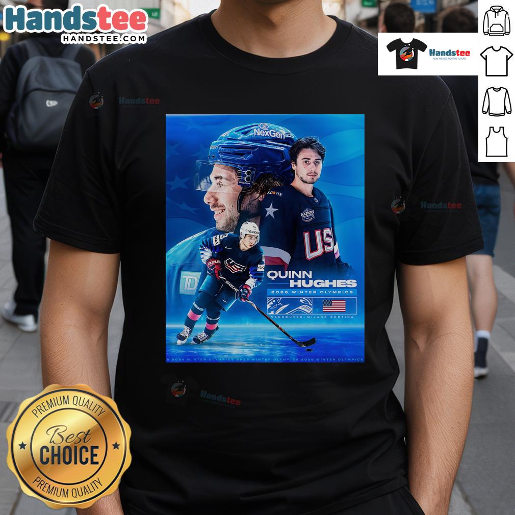 Official Quinn Hughes Usa Hockey Winter Olympics 2026 Poster T Shirt Official Quinn Hughes USA Hockey Winter Olympics 2026 poster t-shirt featuring vibrant graphics and team colors.