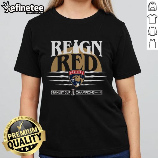 Official Florida Panthers 2025 Stanley Cup Champions Hometown DNA ladies tee, showcasing team spirit and style.