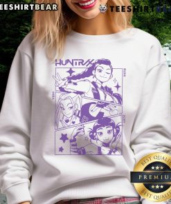 Alt Text: Cute K-pop demon hunters in stylish Huntrix sweatshirt, showcasing vibrant colors and trendy design.