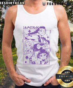 Alt Text: Cute Kpop Demon Hunters Huntrix tank top featuring vibrant graphics and stylish design on a mannequin.