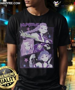 Alt Text: Awesome Kpop Demon Hunters Huntrix T-Shirt featuring vibrant graphics and bold design, perfect for K-pop fans.