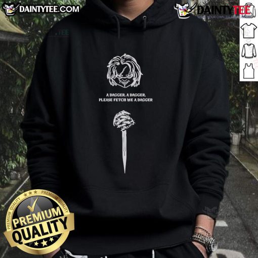 Awesome Chucky hoodie featuring a dagger design, perfect for horror fans and stylish streetwear enthusiasts.