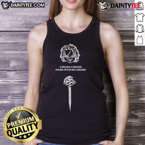 Awesome A Dagger Chucky tank top featuring a bold graphic design, perfect for fans of horror and unique fashion.