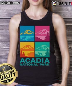 Awesome Acadia National Park Warhol style tank top featuring vibrant colors and iconic landscape design for nature lovers.